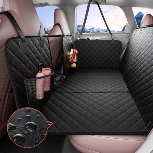 

VEVOR Rücksitzverlängerung für Hunde, Hundehängematte für die Rückbank des Autos, Autositzbezug für Hunde mit harter Unterseite, Hundeautositzbett 132 x 63 cm, trägt 168 kg, mit Netzfenster und Aufbewahrungstasche für Auto, SUV