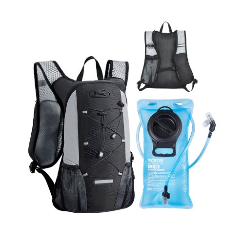 VEVOR Trinkrucksack 8 L isolierter Rucksack mit 2 L TPU-Wasserblase Laufrucksack Wanderrucksäcke für Radfahren Laufen Ausflug Schwarz, Hydro-Wasser-Tagesrucksack für Männer und Frauen