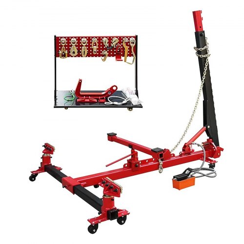 VEVOR Auto-Chassis-Gleichrichter, 6-Tonnen-Auto-Chassis-Reparaturgerät, Fahrzeug-Chassis-Gerät mit rotierender Basis, hydraulischer Pedalpumpe und Schlepperklemmen-Kit, für die Erneuerung von Fahrzeug-Chassis