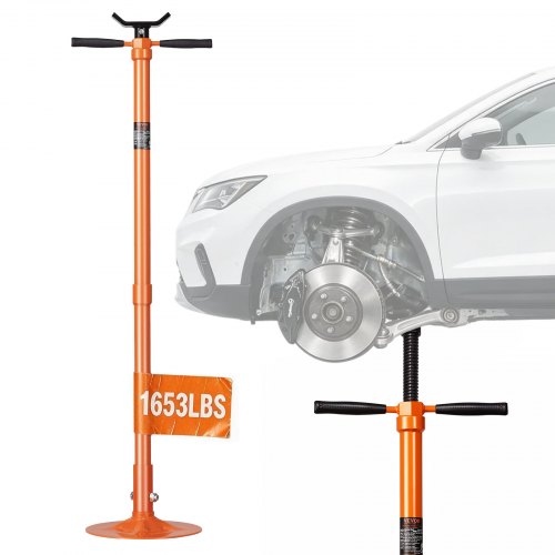 VEVOR Unterlift-Stützständer (rund Basis) 750 kg Unterhubwagen-Stützständer (Hebehöhe 134- 193 cm) mit lagermontierter Drehgriff & selbstsichernde Gewindeschraube & zwei Rädern Orange