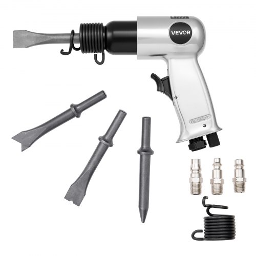 VEVOR Druckluft Meißelhammer, 4500 BPM Pneumatischer Hammer mit 40 mm Hub & 4 Meißeln mit rundem Schaft, leichtes & kompaktes Schaufelwerkzeug mit Luftmeißel zum Schneiden, Stanzen, Schaben