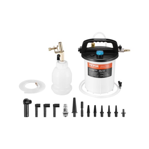 VEVOR Bremsenentlüfter Set 3 L Bremsflüssigkeitsabsauger mit 1 L Siphon-Nachfüllflasche und 13 Schlauchverbindern, komplettes Bremsflüssigkeitsentlüfter mit verlängertem Silikonschlauch und Griff