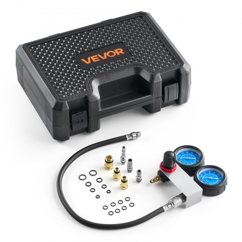 

VEVOR Kfz Druckverlusttester Set 0-100 PSI Doppelmanometer Zylinder Druckprüfgerät Kompressionstester inkl 4 Adapter und Luftanschlüsse Leckratenmessgerät für Auto und Motorrad Leckratenmessung