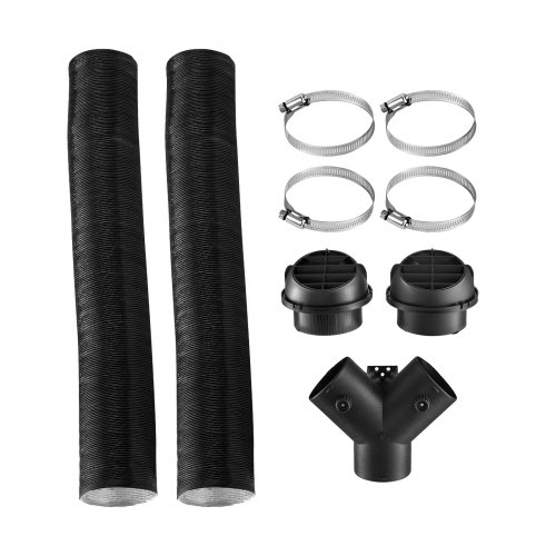 

VEVOR Dieselheizungsrohr Warmluftauslass Entlüftungsset mit Y-förmigem Anschlussstück & Luftkanalklemmen, Standheizungs Luftkanal Entlüftungsset für 5 kW 8 kW Dieselheizungen Schwarz