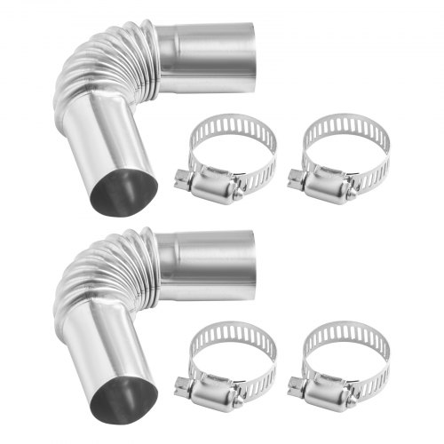 VEVOR Abgasrohr Winkelverbinder (2 Stk.) 25 mm Auspuffrohr Gasentlüftungsschlauch Edelstahl Windschutzkappe Standheizung Autoheizung Auspuffrohr mit 4 Klammern für 2 kW / 5 kW / 8 kW Dieselheizung