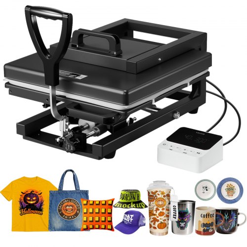 

VEVOR Transferpresse 38 x 38 cm 8 in 1 Multifunktion, schnelles & gleichmäßiges Aufheizen, Heißpressmaschine Sublimationspresse Hitzepresse für T-Shirts/Tassen/Becher/Kappen/Teller, schwarz