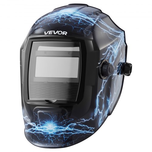 

VEVOR Automatik Schweißhelm, 93x43 mm True Color, Solar Schweißermaske, 2 Lichtbogensensoren, DIN 4/9-13 für WIG-, MIG- & ARC-Schweißschleifen – CRIUS-Serie (blaues Blitzmuster)