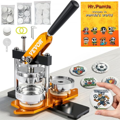 VEVOR Buttonmaschine 7,62cm Badge Punch Press Kit, Kinder DIY Geschenke Knopfmachermaschine, Button Herstellung Abzeichen mit 100 Stk. Button Teile & Kreisschneider & Zauberbuch