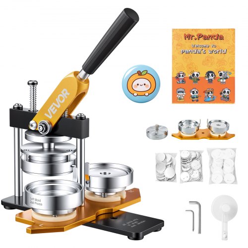 VEVOR Buttonmaschine 7,62cm Badge Punch Press Kit, Kinder DIY Geschenke Knopfmachermaschine, Button Herstellung Abzeichen mit 100 Stk. Button Teile & Kreisschneider & Zauberbuch