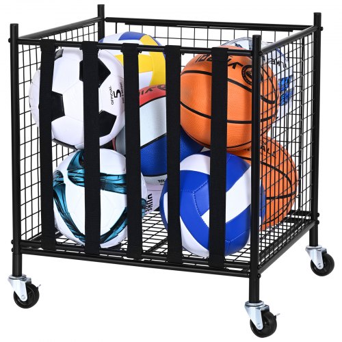 

VEVOR Ballwagen Rollwagen 507 x 500 x 545 mm Sportbällen, Abschließbarer Basketballkäfig Ballkäfig, Sportausrüstung für den Innen- und Außenbereich, Rollbar Aufbewahrungswagen aus Stahl für Garagen