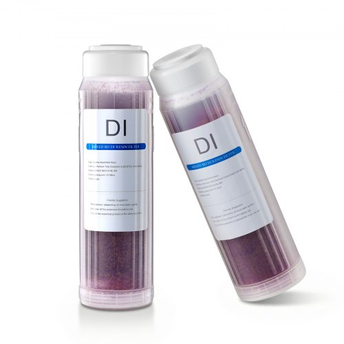 VEVOR 2x Deionisiertes Wassersystem für Autowäsche Ersatzfilter, Duale 0,5L Farbwechselnde DI-Harz-Filterkartuschen für Deionized Autowaschanlage, Nachfüllpack 25,1 cm für Entionisiertes Wassersystem