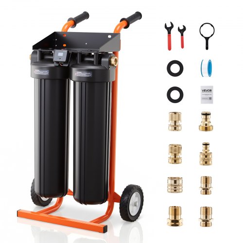 VEVOR Deionisiertes Wassersystem für Autowäsche 1250 L, Wasserdeionisierer für Autowäsche mit Dualen 4L Gemischten DI-Harz-Filterkartuschen, Deionized Autowaschanlage mit Rollen & TDS-Meter für KFZ QLZXCXTZJTCS2NR0D001V9
