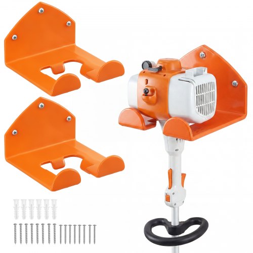 VEVOR 2 Stk. Gerätehalter Werkzeughalter 41kg Tragkraft 15x15x10cm Orange, Zur Wandmontage, Kohlenstoffstahlkonstruktion, Mit Schrauben & Dübeln, Elektrowerkzeug Aufhänger für Garage Werkstatt Lager