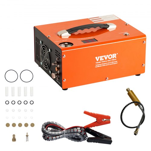 

VEVOR PCP Kompressor 30Mpa/4500PSI Luftkompressor 0,5L DC12V & AC230V Tauchkompressor Luftpump inkl. 8-mm-Hochdruckschlauchs mit Schnellkupplung Batterieklemmen Filterwatte Airgun Gewehr