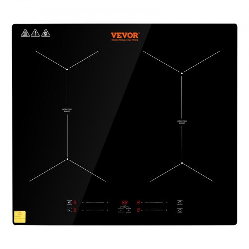 VEVOR Induktionskochplatte Induktionskochfeld 6800 W, 4 Platten Induktionskochplatte Touchscreen 9 Heizstufen, Eingebauter Induktionsherd Kochfeld Automatischer Abschaltung & Kindersicherung