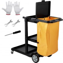 VEVOR Reinigungswagen Putzwagen 3 Fächer PVC-Tasche Systemwagen Hotelwagen