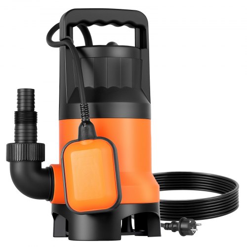 VEVOR 650W Tauchpumpe, 15000L/h, PP-GF20 Schmutzwasserpumpe für Abwasser, Schmutzwasser & sauberes Wasser mit automatischem Schwimmerschalter, 8m Förderhöhe, für Pools Teiche überflutete Bereiche
