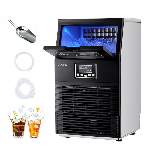 

VEVOR kommerzielle Eismaschine Eiswürfelmaschine 36 kg/Tag mit 5 kg Speicher, freistehender und Desktop Eiswürfelbereiter aus Edelstahl mit LED-Anzeige & Selbstreinigung für Hausbar und Restaurant