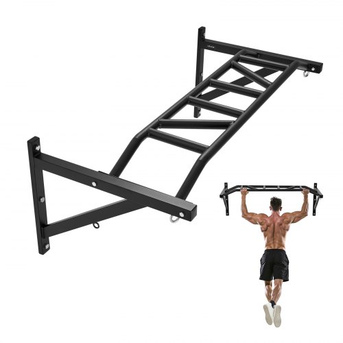VEVOR Klimmzugstange Pull up Bar zur Wandmontage, 127 cm breite, multifunktionale Oberkörper-Trainingsstangen aus Stahl mit Aufhängern, Klimmzug-Trainingsstation (200 kg belastbar), Fitnessstudio