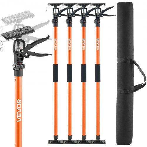 VEVOR Einhandstütze, 4 Stk., Deckenstütze 116–290cm, Teleskopstütze aus Stahl, Montagestütze bis zu 70kg Kapazität zum Installieren von Schränken, Anheben von Trockenbauwänden, Frachtstangen