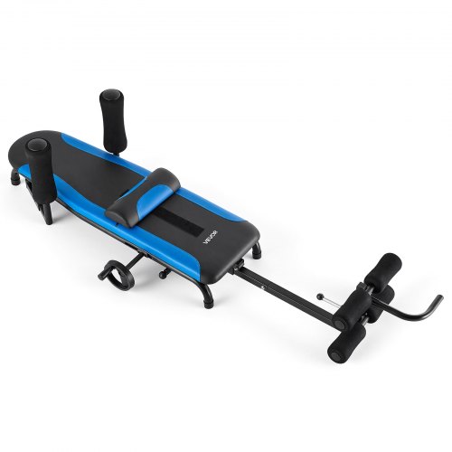 VEVOR Strecktrainer bis 160 kg, Schwerlast-Inversionstisch mit Stabiler Konstruktion, Rückentrainer zur Entlastung von Wirbelsäule & Nacken, Rückenstreckbank mit Manueller Radsteuerung Blau Schwarz