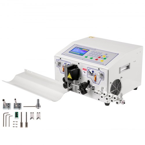 VEVOR Automatische Computer-Abisoliermaschine 300 W, Kabelschneidemaschine 1-100,000 mm, 220 V Drahtbiegemaschine Max. Kanaldurchmesser 10 mm, Kabelschälmaschine mit LCD Schirm und Richtmaschine