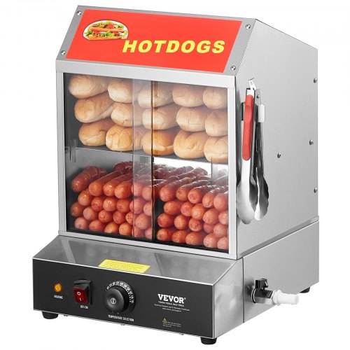 

VEVOR Kommerzieller Hot Dog Dampfgarer Brötchenwärmer 27L Elektrisch 2-stufig