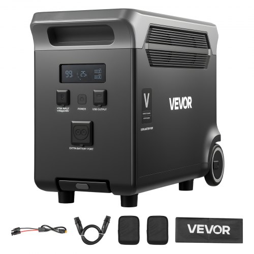 VEVOR Zusatzakku für tragbare Powerstation, 3840 Wh LiFePO4 Zusatz-Erweiterungsakku mit 3 Ausgangsanschlüssen für den Heimgebrauch, Camping, Roadtrips, Wohnmobile, Notfälle