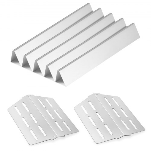 VEVOR 5 Flavorizer Bars + 2 Heizplatten, Aromaschienen Flammenverteiler für Grills (Weber Genesis 300-Serie), einschließlich E310 E320 E330 S310 S320 S330, dickere Heizplatte aus Edelstahl