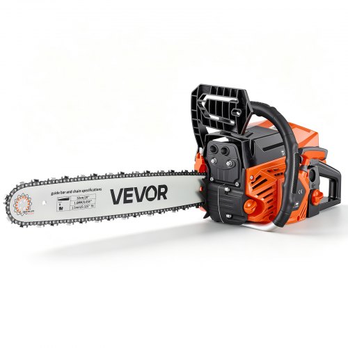 VEVOR benzinekettingzaag 508 mm 58 cc 2,2 kW 2-taktmotor, voor houtbewerking, boomkap, opruimwerkzaamheden, 11.500 tpm, snelheidsgesynchroniseerde choke, antisliphandgreep, twee brandstoftanks