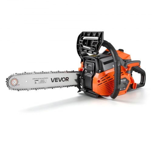 VEVOR benzinekettingzaag 355,6 mm 40 cc 1,15 kW 2-taktmotor, voor houtbewerking, boomzagen en snoeien, 11.500 tpm, snelheidsafhankelijke choke, antisliphandgreep, twee brandstoftanks
