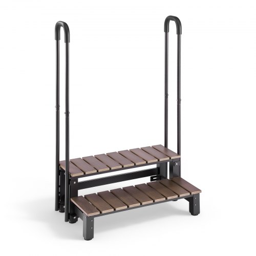 VEVOR Treppe für Whirlpools mit Handläufen 2-stufig 82 cm Breite Stufe, Geeignet für Aufstell-/Aufblaspools, Wohnmobile, Terrassen und Decks, Ruschfeste Stufe aus Stahlkonstruktion mit HIPS-Gestell