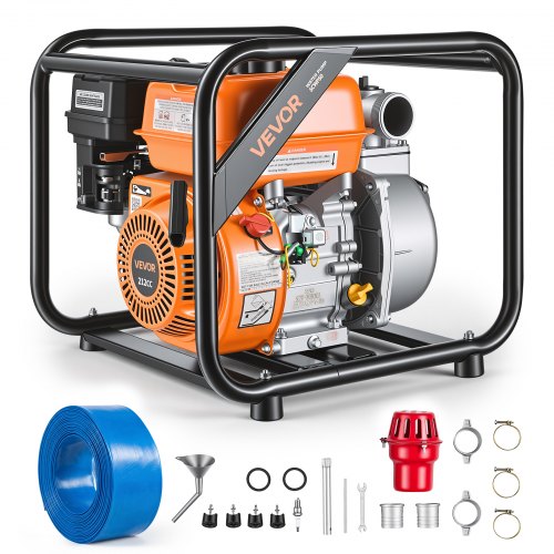

VEVOR Benzin Wasserpumpe 29,87 m Förderhöhe, Schmutzwasserpumpe 29980L/h, Tragbare Motorpumpe, Benzinmotor mit 762 cm Auslassschlauch, Gusseisenlaufrad, Gartenpumpe für Bewässerung, Teiche & Pools