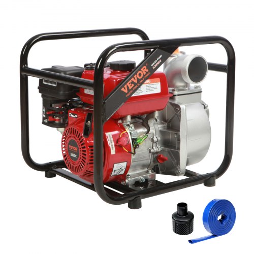VEVOR Benzinmotor-Wasserpumpe ca. 8cm, 7PS, 265GPM, ca. 43m Hub, 7m Saugleistung 4-Takt-gasbetriebene Schmutzwassertransferpumpe tragbarer Hochdruck mit Schlauch für Bewässerungspool EPA-zertifiziert