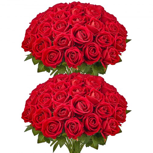 

VEVOR Künstliche Blumen Rosen, 60 Stück Kunstblumen, Rote Gefälschte Rose mit Stielen, Schaumrosen für DIY Hochzeit Blumensträuße Braut Valentinstag Muttertag Zuhause Dekoration