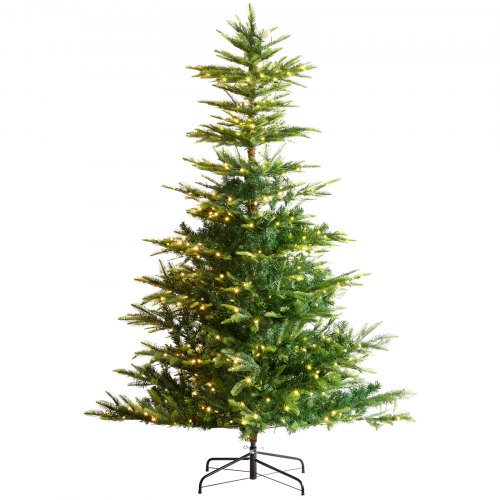 VEVOR Weihnachtsbaum, 1,2 x 1,98 m, künstlicher Christbaum, Tannenbaum mit 350 warmweißen LED-Lichtern, 900 Zweigspitzen, Metallsockel für die Dekoration zu Hause, bei Partys und im Büro