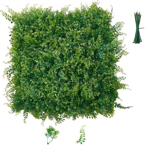 VEVOR Künstliche Hecke 50x50 cm 12-tlg. Set, Pflanzenwand, PE-Sichtschutz, Sichtschutzzaun, Windschutz, Heckenzaun, Kunstpflanzen Balkonverkleidung für Hochzeiten, Außengärten, Hinterhöfe