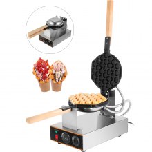 Electric Egg Cake Oven Egg Bread Maker Waffle Stainless Steel Machine - VEVOR