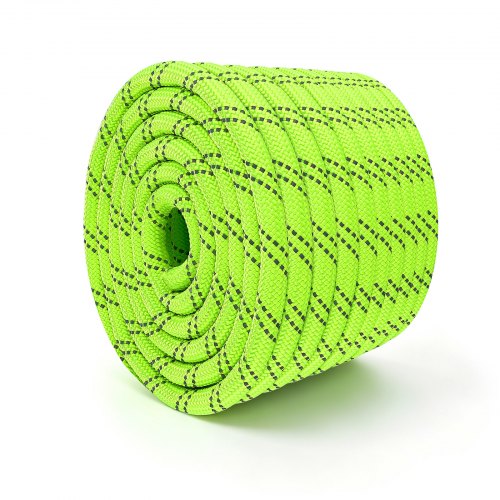 VEVOR Polyesterseil 12,7 mm x 36 m Doppelt Geflochtenes Zugseil Neongrün, Allzweckseil für Festmacher Kletter Camping & Outdoor, 1678 kg Bruchlast, 24 Außen- & 11 Innenstränge, Reflektierendes Design