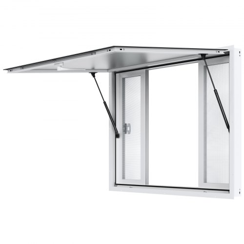 

VEVOR Imbissfenster für Imbisswagen, 1220 x 915 mm Servicefenster aus Aluminiumlegierung, bis zu 85° schwenkbares Servierfenster mit 4 Schiebefenstern & Markisentür & Zughaken, für Imbisswagen