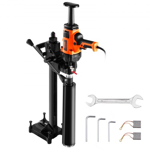 VEVOR Kernbohrmaschine Diamantkernbohrmaschine 2-16 cm Bohrdurchmesser, handgeführtes Diamant-Kernbohrgerät mit Ständer und Kernbohrer, 2000 W Beton-Kernbohrer Nass- und Trockenanwendung, für Beton
