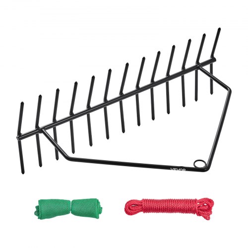 VEVOR Teichrechen, 610x215x355 mm, doppelseitiger Unkrautentfernungswerkzeug, Teichpflanzenschneider mit 9 m Seil, Befestigungsloch, kein Zusammenbau erforderlich, ideal für Teich, See, Bach