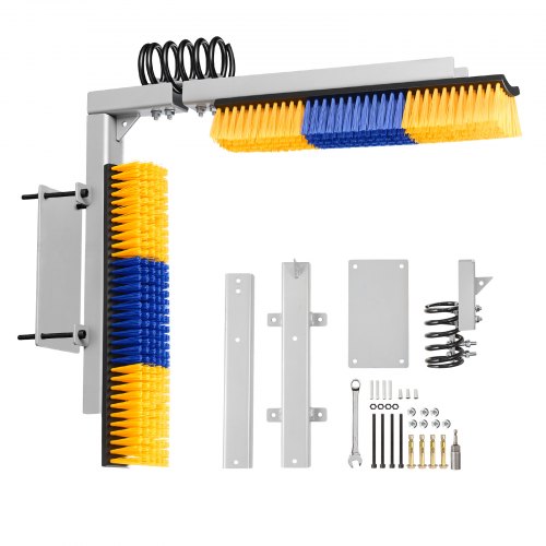 VEVOR Kratzbürste, 2-Wege-Viehbürste mit Halterung, 43x10 cm, Kuhbürste zur Linderung von Rückenjucken, Massage- & Pflege-Kratzwerkzeug für Pferde, Rinder, Schafe & Schweine, Gelb & Blau
