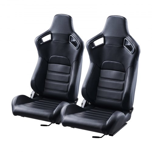 

VEVOR Rennsitz Renncockpit verstellbar mit Weitwinkel-Neigung und hochelastischem Schaumstoff 2 Stk. Rennstuhl mit PVC-Leder und Q235B-Schieber, für Rennwagen und Go-Karts (Schwarz / vorne montiert)