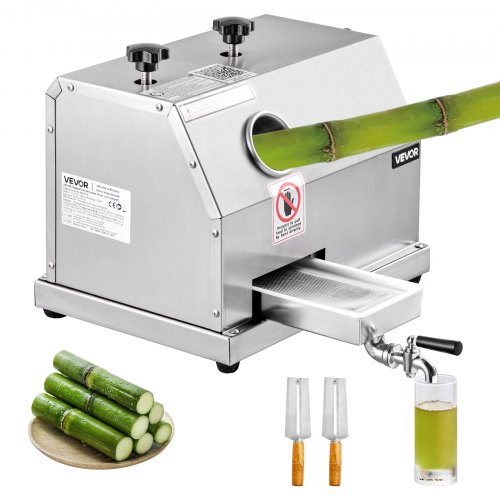 VEVOR Kommerzieller Zuckerrohr-Entsafter, 49,9kg/h Hochleistungs-Zuckerrohr-Entsafter-Maschine mit 3 Edelstahlwalzen, 6,1 cm großer Einlass, manuelle Zuckerrohr-Entsafter-Presse für den privaten/gewerb