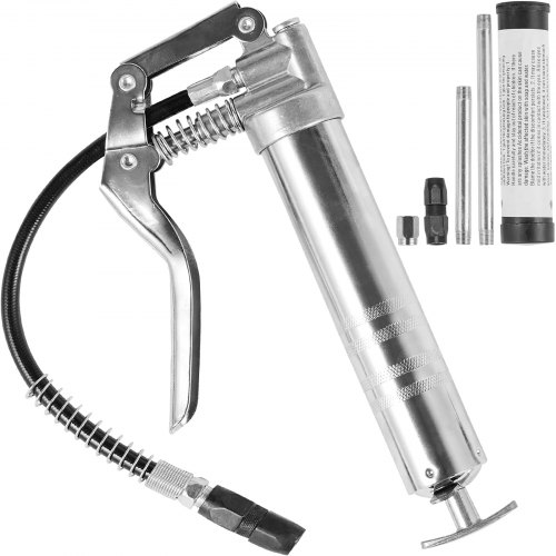 

VEVOR Fettpresse, 3500 PSI, 4 OZ / 120 CC Kapazität, professionelle Handhebelpresse, mit 11,65-Zoll-Flexschlauch, 2 schwarzen Flachkupplungen, 1 verstärkter Düse und 2 starren Metallrohren