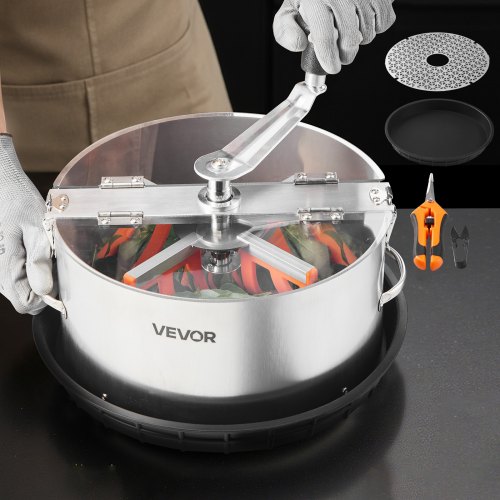VEVOR Erntemaschine, 30,5 cm Blattschneider, Knospenschneider mit Edelstahlklingen, Nass- & Trocken-Hydrokultur-Schneidemaschine mit Tablett, Blattschüssel Trimmer für Pflanzenknospen & Blumen