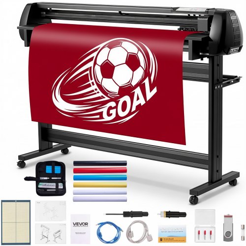 VEVOR Vinylschneidemaschine mit 135 cm max. Zufuhrbreite & Doppelklingen & LED-Anzeige, einstellbares Vinyl-Schneideplotter-Set mit Aufkleberbögen & Transferfolien & Signmaster-Software
