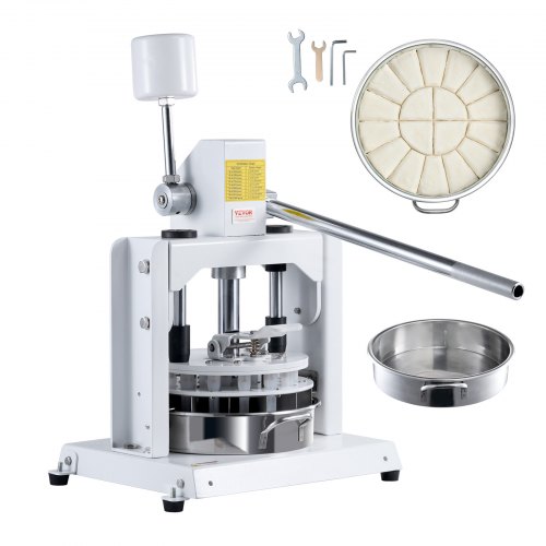 VEVOR Teigteiler 18-teilige manuelle Teigteilermaschine, 60-280 g Tischgerät Handpresse-Teigschneider mit Tablett und Klinge aus 304er-Edelstahl, Brotbackautomat für Bäckerei, Restaurant, Gewerbe