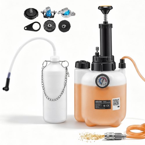 VEVOR Bremsenentlüftungsset 3 L Bremsflüssigkeits-Entlüftungsset mit 1 L Auffangflasche und 5 Hauptbremszylinderadaptern Professionelles Ein-Personen-Bremsenlüftungsgerät für viele Fahrzeuge